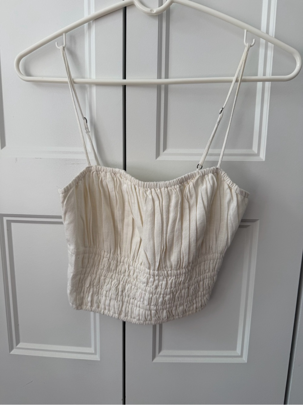 Abercrombie & Fitch Cream Smocked Crop Cami
